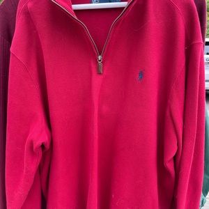 Polo Zip Pullover Red